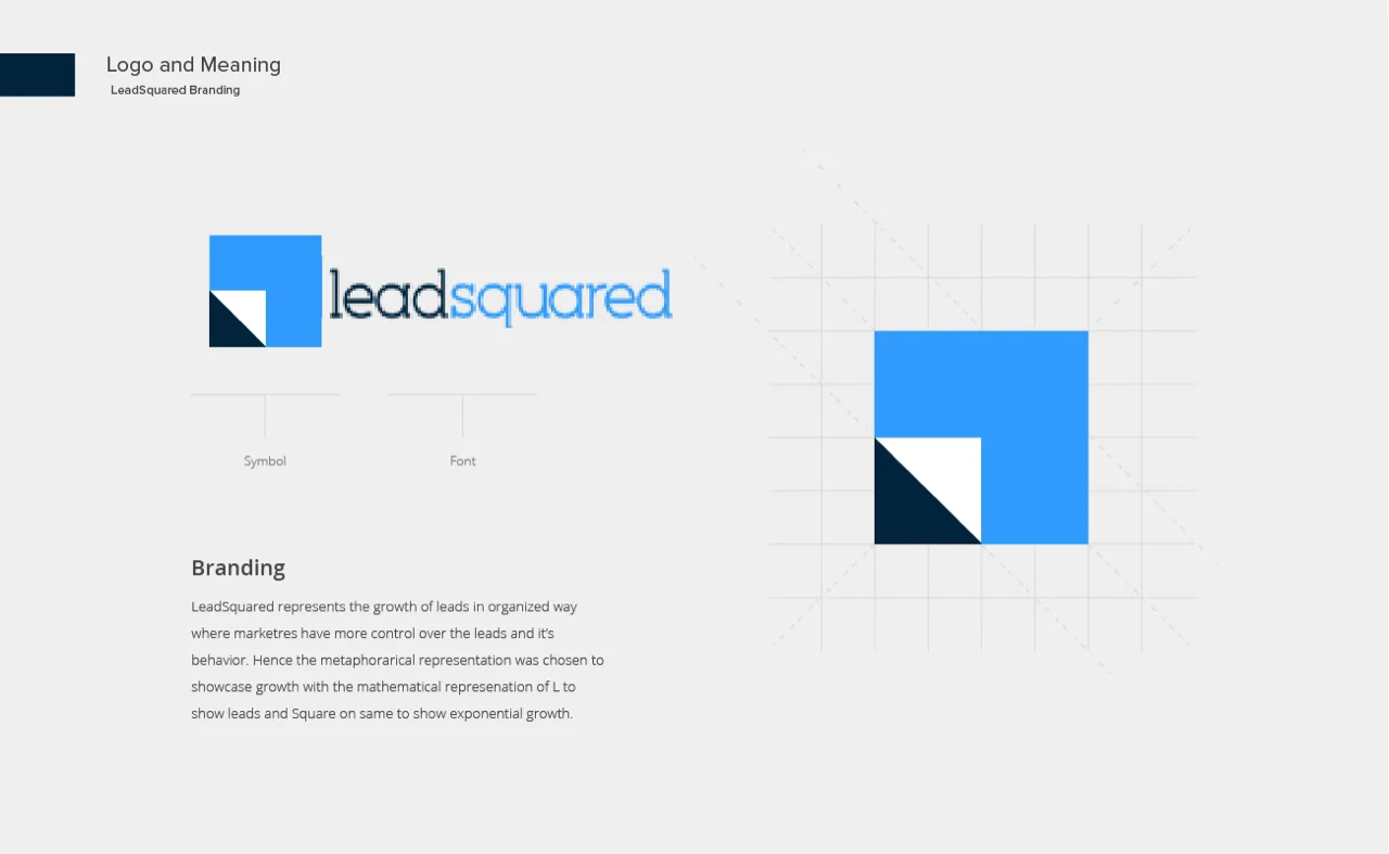 LeadSquared Logo and Meaning — symbol representing exponential lead growth with mathematical L-squared metaphor and grid construction