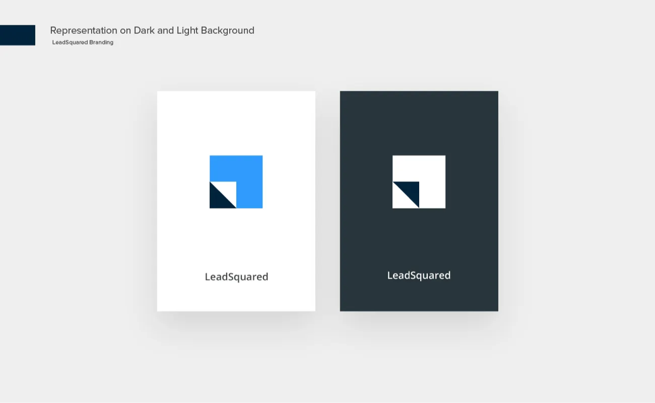 LeadSquared logo on light and dark backgrounds showing versatility of the brand identity